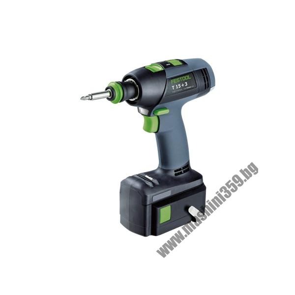 Винтоверт/бормашина акумулаторен T 15+3 Li 3,0 Set 14.4 V Festool