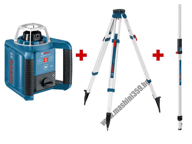 ЛАЗЕРЕН НИВЕЛИР GRL 300 HV PROFESSIONAL + BT 170 СТАТИВ И GR 240 ЛАТА BOSCH /КОМПЛЕКТ/