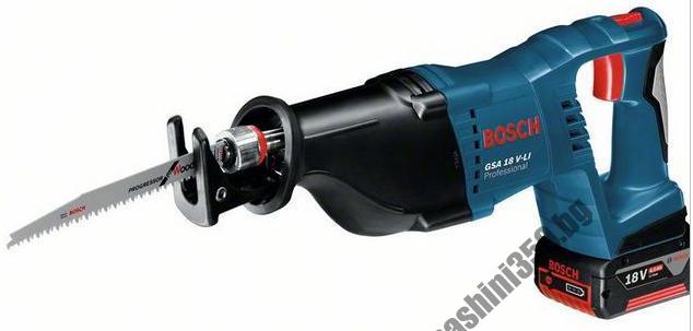 АКУМУЛАТОРЕН САБЛЕН ТРИОН BOSCH GSA 18 V-LI /2 БАТЕРИИ 4.0AH, КУФАР L-BOXX/