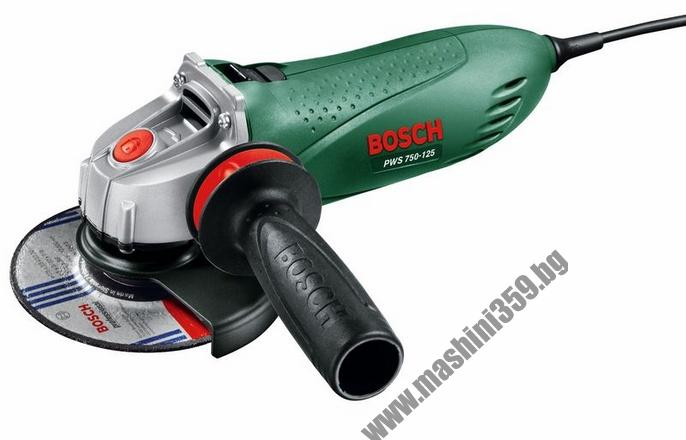 Ъглошлайф Bosch PWS 750-125  / 750W, 125 мм, куфар, антивибрационна дръжка /